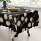 Cotton Stems Botanical Pattern in Brown, Cream, and Black II Tablecloth Gallery Image 3
