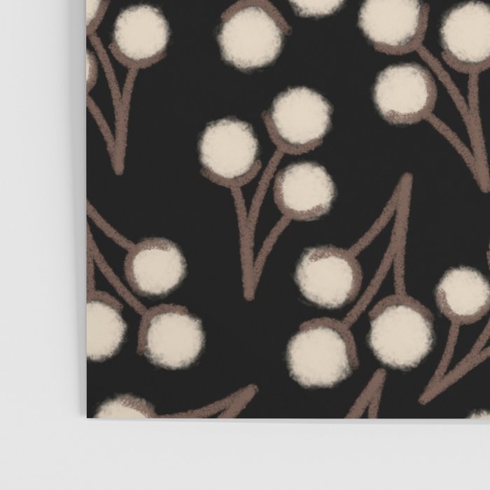 Cotton Stems Botanical Pattern in Brown, Cream, and Black II Poster Gallery Image 3