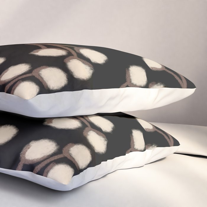 Cotton Stems Botanical Pattern in Brown, Cream, and Black II Pillow Sham Gallery Image 3