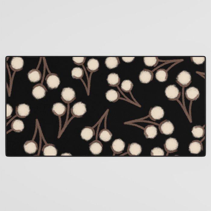 Cotton Stems Botanical Pattern in Brown, Cream, and Black II Desk Mat Gallery Image 3