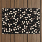 Cotton Stems Botanical Pattern in Brown, Cream, and Black II Outdoor Rug Gallery Image 1