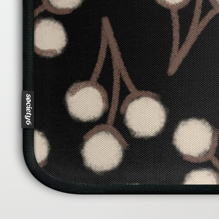 Cotton Stems Botanical Pattern in Brown, Cream, and Black II Laptop Sleeve Gallery Image 3