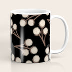 Cotton Stems Botanical Pattern in Brown, Cream, and Black II Coffee Mug Gallery Image 1