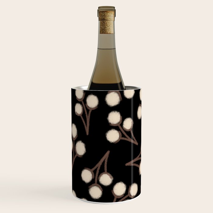 Cotton Stems Botanical Pattern in Brown, Cream, and Black II Wine Chiller Gallery Image 1