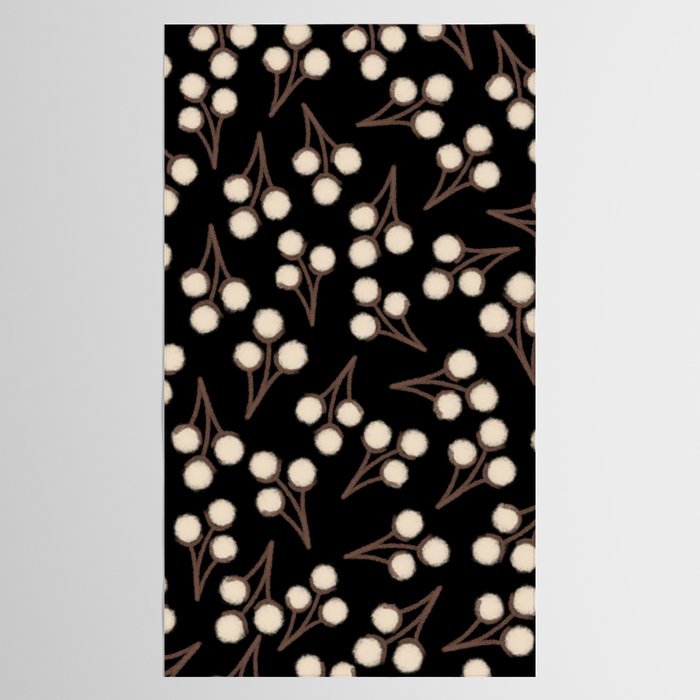 Cotton Stems Botanical Pattern in Brown, Cream, and Black II Tablecloth Gallery Image 2
