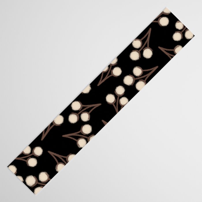 Cotton Stems Botanical Pattern in Brown, Cream, and Black II Table Runner Gallery Image 3
