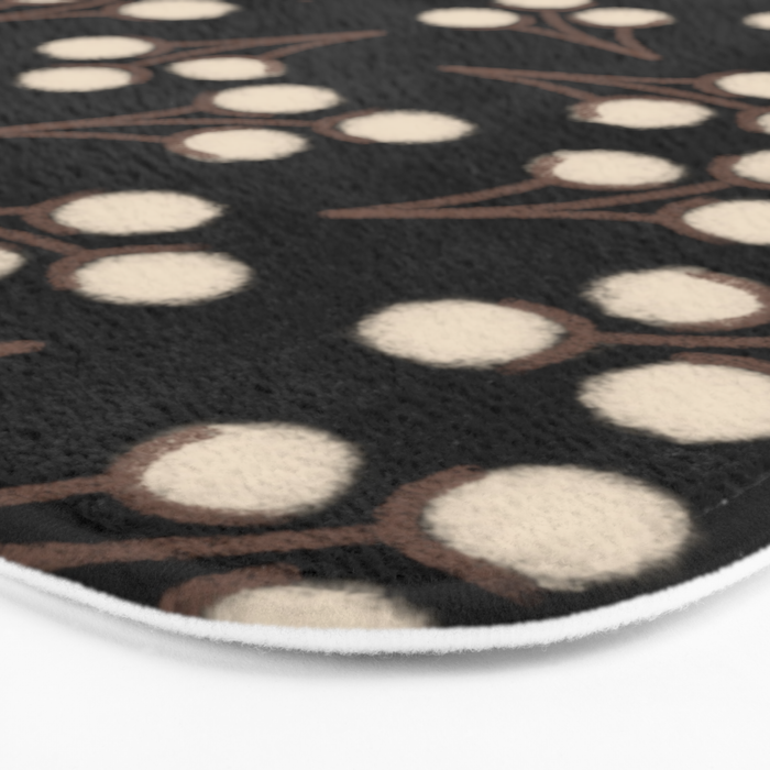 Cotton Stems Botanical Pattern in Brown, Cream, and Black II Bath Mat Gallery Image 3