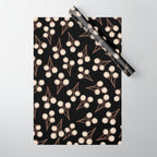 Cotton Stems Botanical Pattern in Brown, Cream, and Black II Wrapping Paper Gallery Image 1