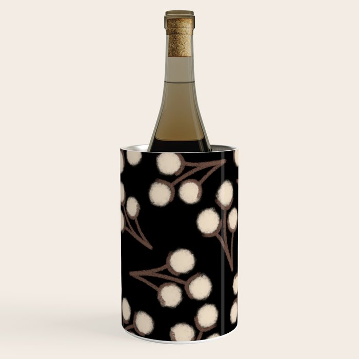 Cotton Stems Botanical Pattern in Brown, Cream, and Black II Wine Chiller Gallery Image 3