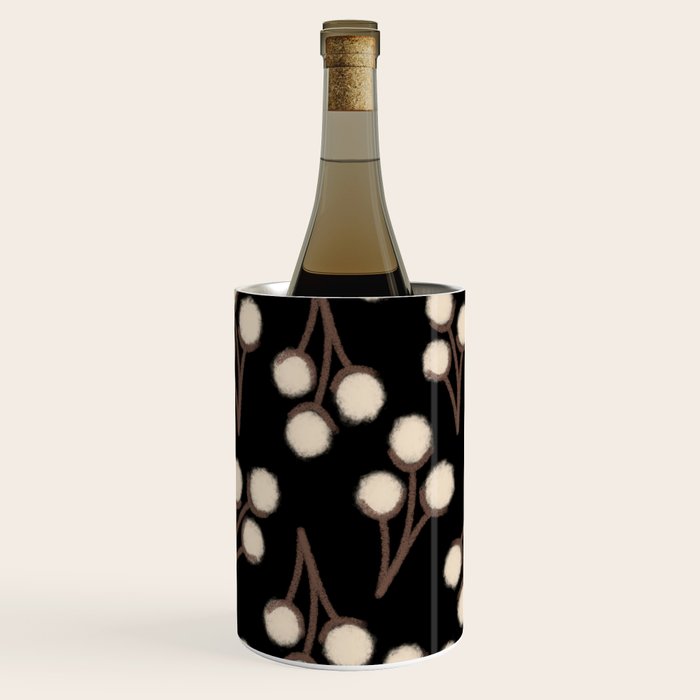 Cotton Stems Botanical Pattern in Brown, Cream, and Black II Wine Chiller Gallery Image 2