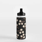 Cotton Stems Botanical Pattern in Brown, Cream, and Black II Water Bottle Gallery Image 2