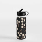 Cotton Stems Botanical Pattern in Brown, Cream, and Black II Water Bottle Gallery Image 1