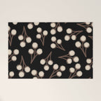 Cotton Stems Botanical Pattern in Brown, Cream, and Black II Welcome Mat Gallery Image 1