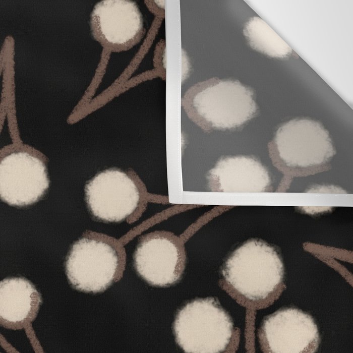 Cotton Stems Botanical Pattern in Brown, Cream, and Black II Wall Tapestry Gallery Image 3