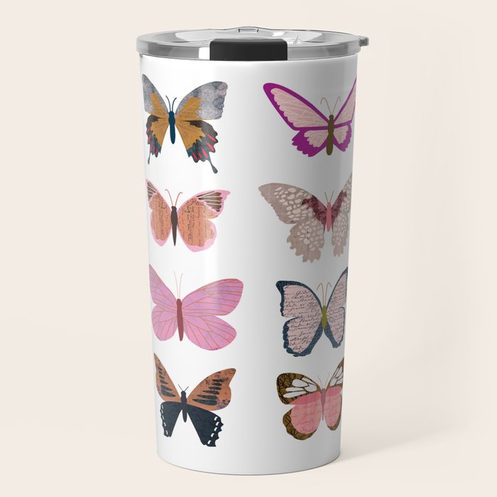 Pink Butterflies Travel Mug Gallery Image 1