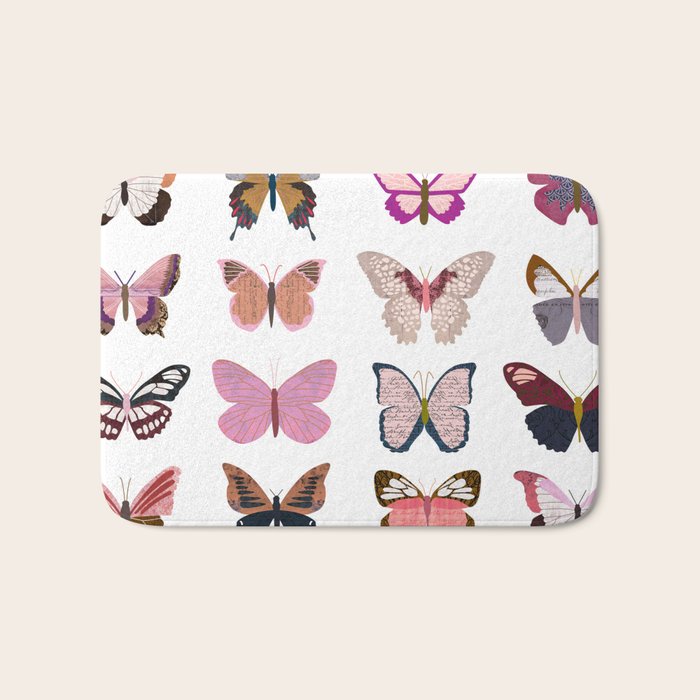 Pink Butterflies Bath Mat Gallery Image 1