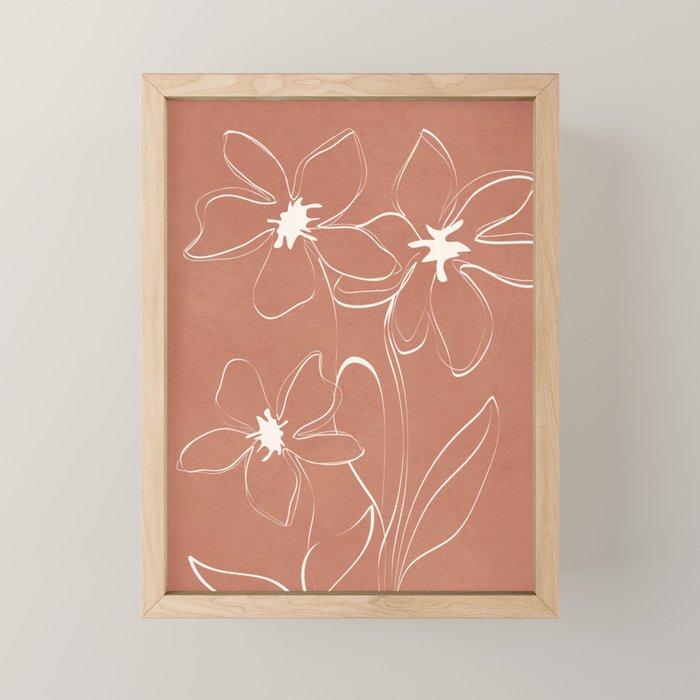 Little Flower Outline on Clay 02 Mini Art Print Gallery Image 1