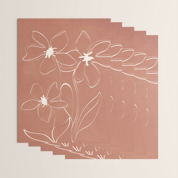 Little Flower Outline on Clay 02 Wrapping Paper Gallery Image 3