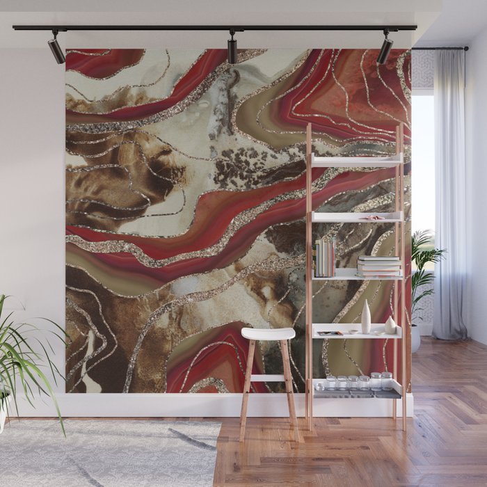 Liquid Marble Agate Glitter Glam #2 (Faux Glitter) #decor #art #society6 Wall Mural Gallery Image 1