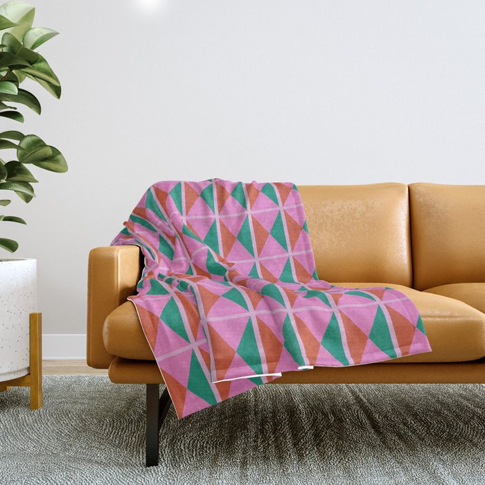 Retro Christmas Triangle Checkerboard Pattern Throw Blanket Gallery Image 1