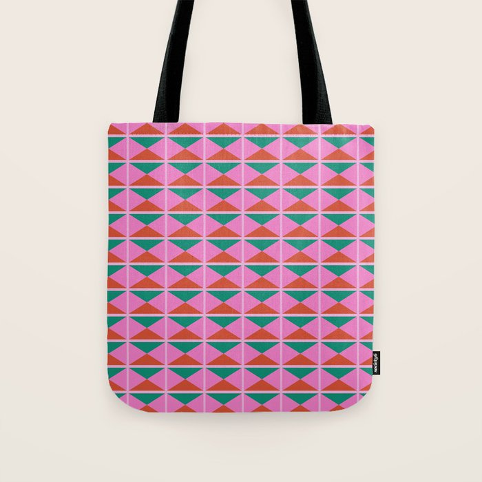 Retro Christmas Triangle Checkerboard Pattern Tote Bag Gallery Image 1