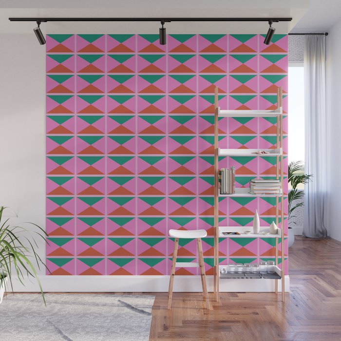 Retro Christmas Triangle Checkerboard Pattern Wall Mural Gallery Image 1