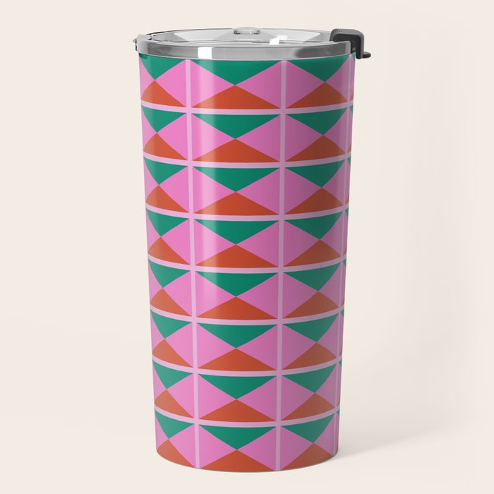 Retro Christmas Triangle Checkerboard Pattern Travel Mug Gallery Image 2