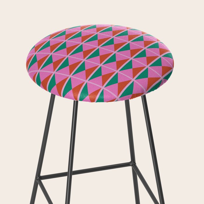 Retro Christmas Triangle Checkerboard Pattern Stool Gallery Image 2