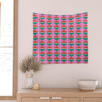 Retro Christmas Triangle Checkerboard Pattern Wall Tapestry Gallery Image 2