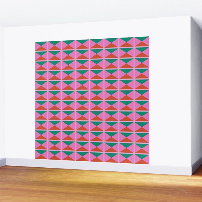 Retro Christmas Triangle Checkerboard Pattern Wall Mural Gallery Image 2