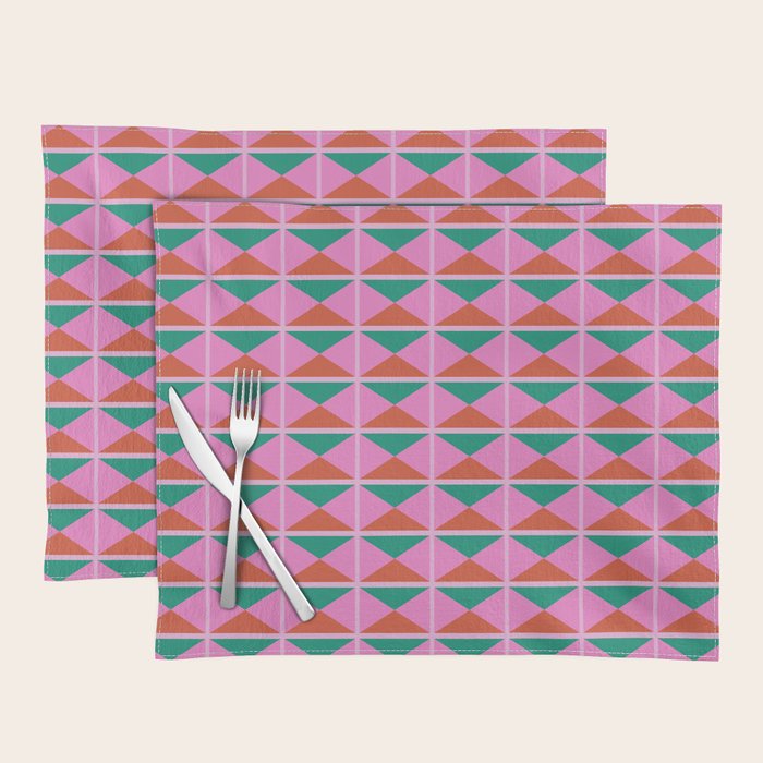 Retro Christmas Triangle Checkerboard Pattern Placemat Gallery Image 1