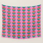 Retro Christmas Triangle Checkerboard Pattern Wall Tapestry Gallery Image 4