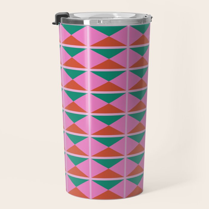 Retro Christmas Triangle Checkerboard Pattern Travel Mug Gallery Image 3