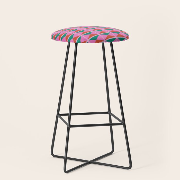 Retro Christmas Triangle Checkerboard Pattern Stool Gallery Image 1