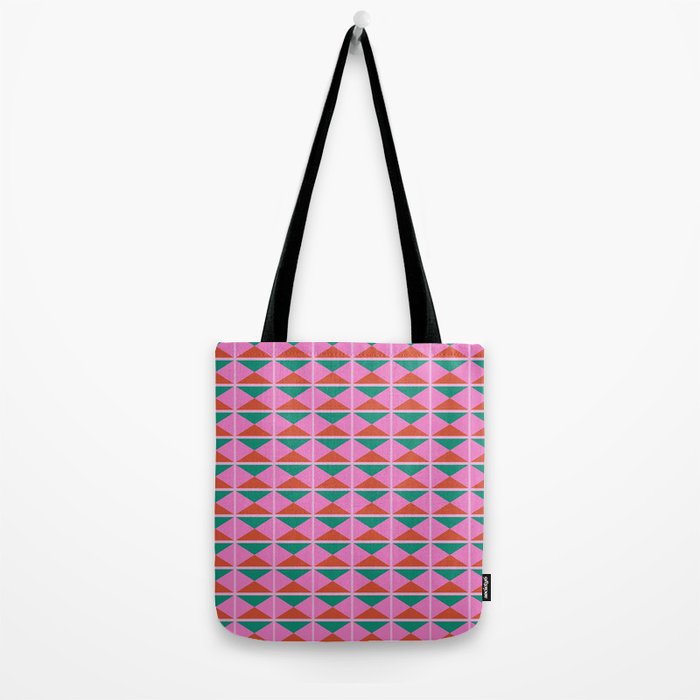 Retro Christmas Triangle Checkerboard Pattern Tote Bag Gallery Image 2