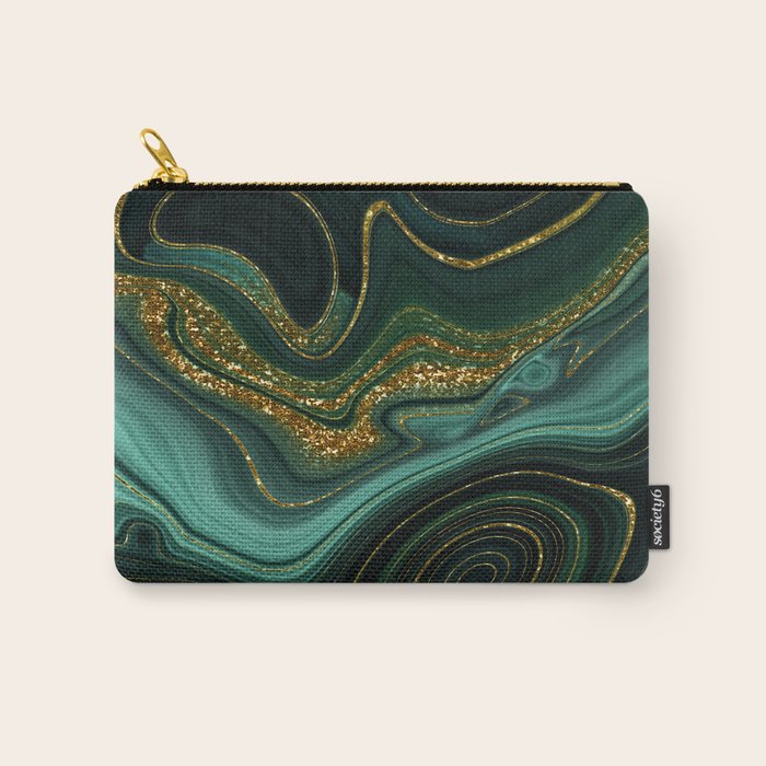 Abstract Gold Glitter Malachite Marble Landscapes Carry All Pouch Gallery Image 1