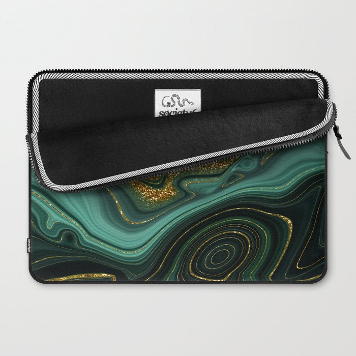 Abstract Gold Glitter Malachite Marble Landscapes Laptop Sleeve Gallery Image 2