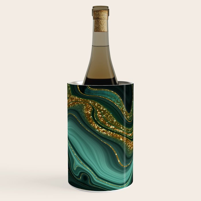 Abstract Gold Glitter Malachite Marble Landscapes Wine Chiller Gallery Image 2