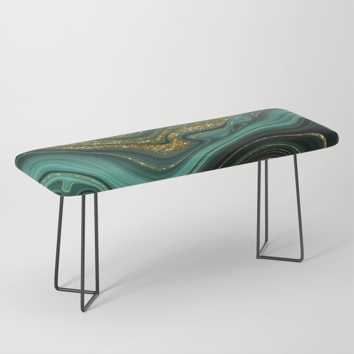Abstract Gold Glitter Malachite Marble Landscapes Bench Gallery Image 1