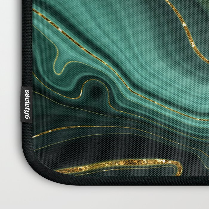 Abstract Gold Glitter Malachite Marble Landscapes Laptop Sleeve Gallery Image 3