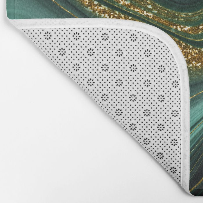 Abstract Gold Glitter Malachite Marble Landscapes Bath Mat Gallery Image 2