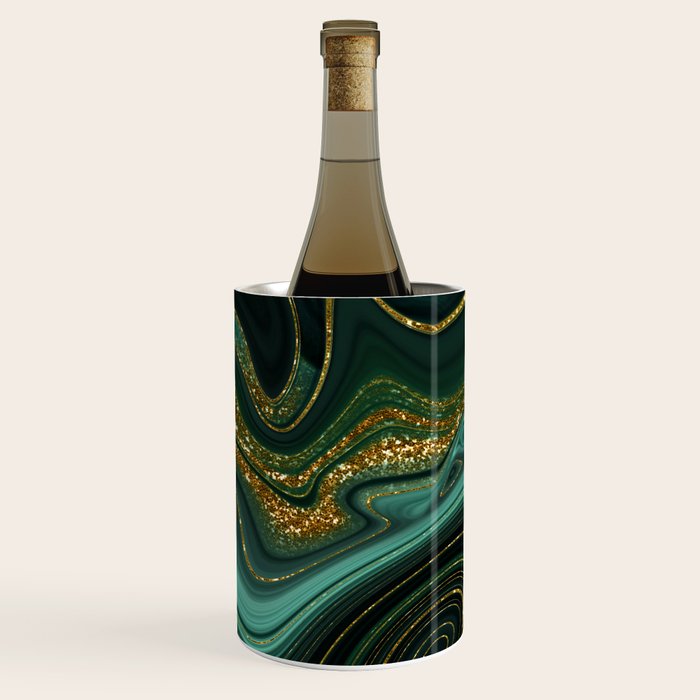 Abstract Gold Glitter Malachite Marble Landscapes Wine Chiller Gallery Image 1