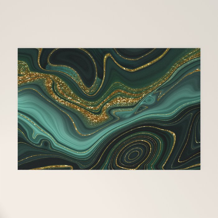 Abstract Gold Glitter Malachite Marble Landscapes Welcome Mat Gallery Image 1