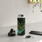Abstract Gold Glitter Malachite Marble Landscapes Water Bottle Gallery Image 4