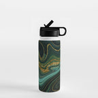 Abstract Gold Glitter Malachite Marble Landscapes Water Bottle Gallery Image 1
