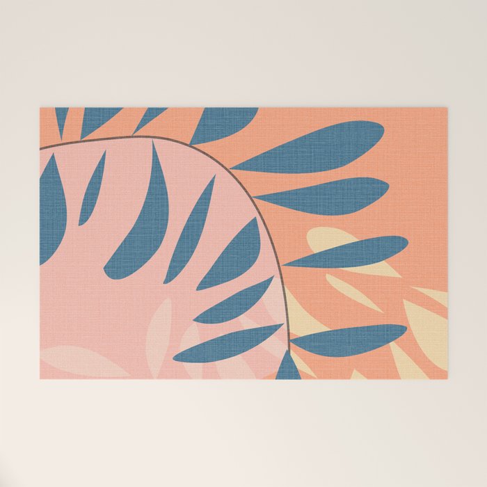 Abstract Blue Branch Welcome Mat Gallery Image 1