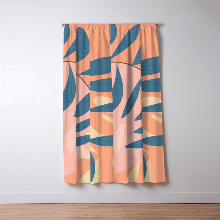 Abstract Blue Branch Window Curtain Gallery Image 3