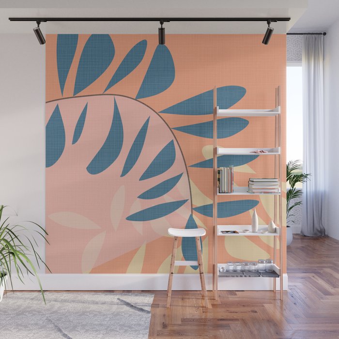 Abstract Blue Branch Wall Mural Gallery Image 1