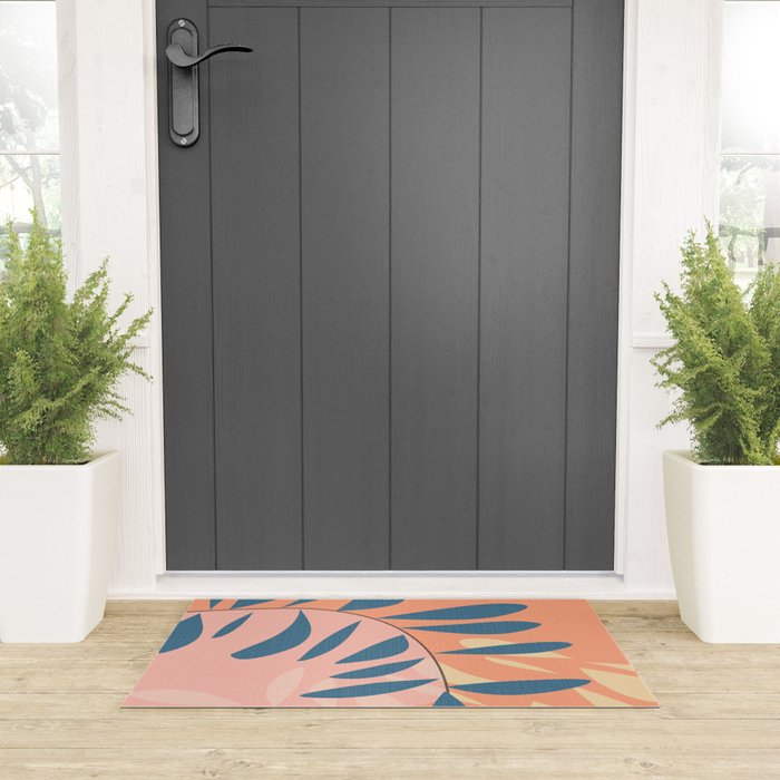 Abstract Blue Branch Welcome Mat Gallery Image 3
