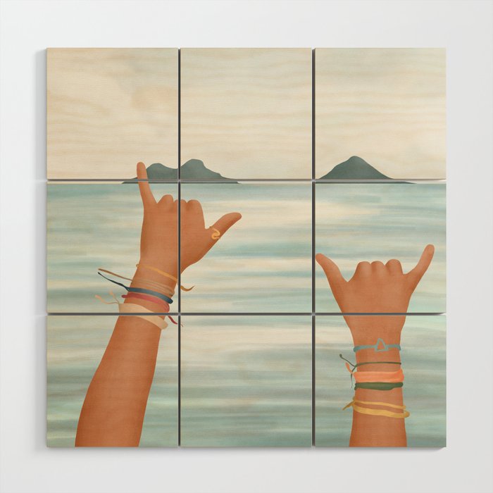 Shaka Sign Wood Wall Art Gallery Image 1